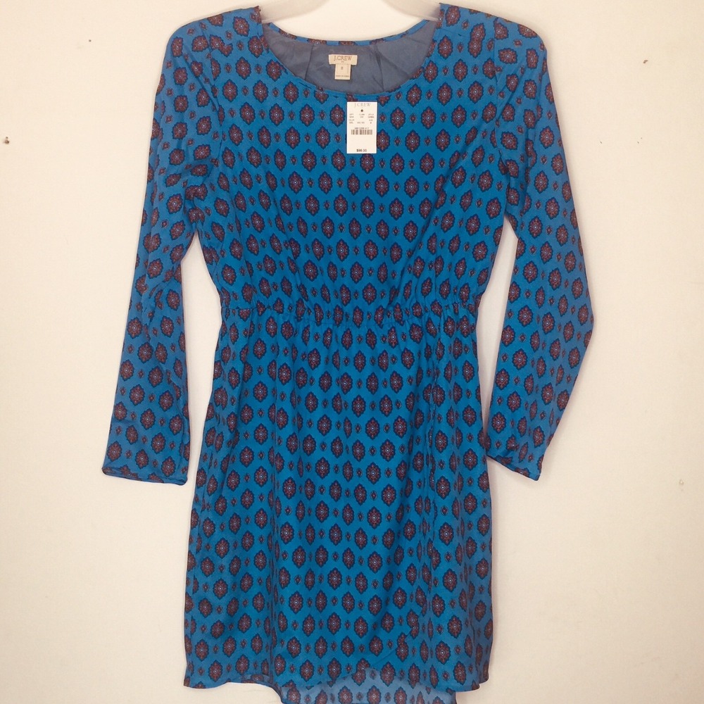 New J. Crew Dress Womens Size 8‎ Lined Blue Geodesign A25